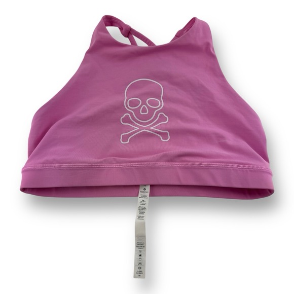 lululemon athletica Other - Lululemon Soulcycle NWOT Pink Nylon Elastane Strappy Skull Sports Bra Size 10